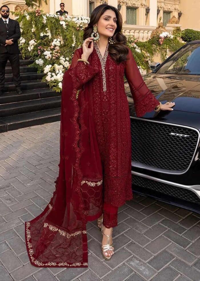 Chiffon Embroidered Dupatta With 4 Sided Applic - Image 2