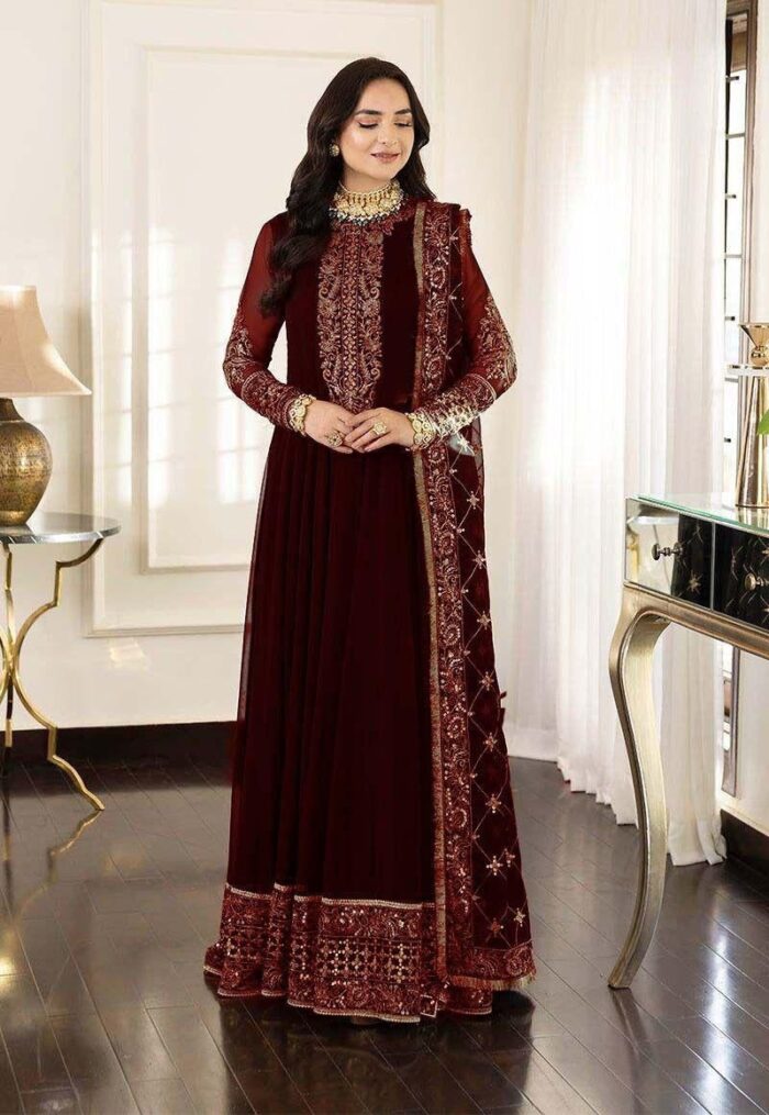 BRAND….ASIM JOFA
Unstitch Replica 
Code MD 1310
FABRIC
CHIFFON frok With SATIN SILK Trousers - Image 4