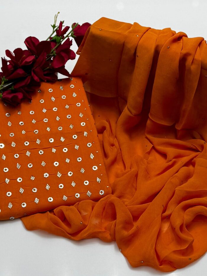 *Lawn Mukeish Collection* 
*Shirt Lawn* Handmade Mukesh Kurta Patti - Image 13