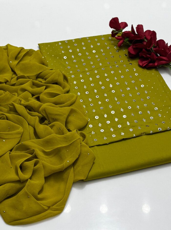 *Lawn Mukeish Collection* 
*Shirt Lawn* Handmade Mukesh Kurta Patti - Image 11