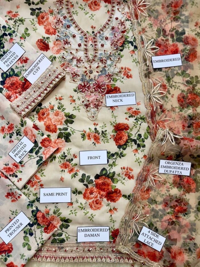 3 PEC FLORAL DESIGN BRAND: VANIYA
EMBROIDERED SWISS LAWN - Image 4