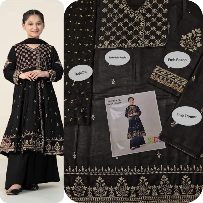BRAND : *MARIA.B , LAAM*
kids luxury cotton embroidered unstiched 3pc - Image 20