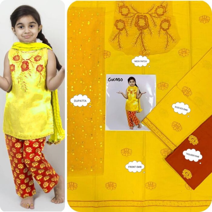BRAND : *MARIA.B , LAAM*
kids luxury cotton embroidered unstiched 3pc - Image 7
