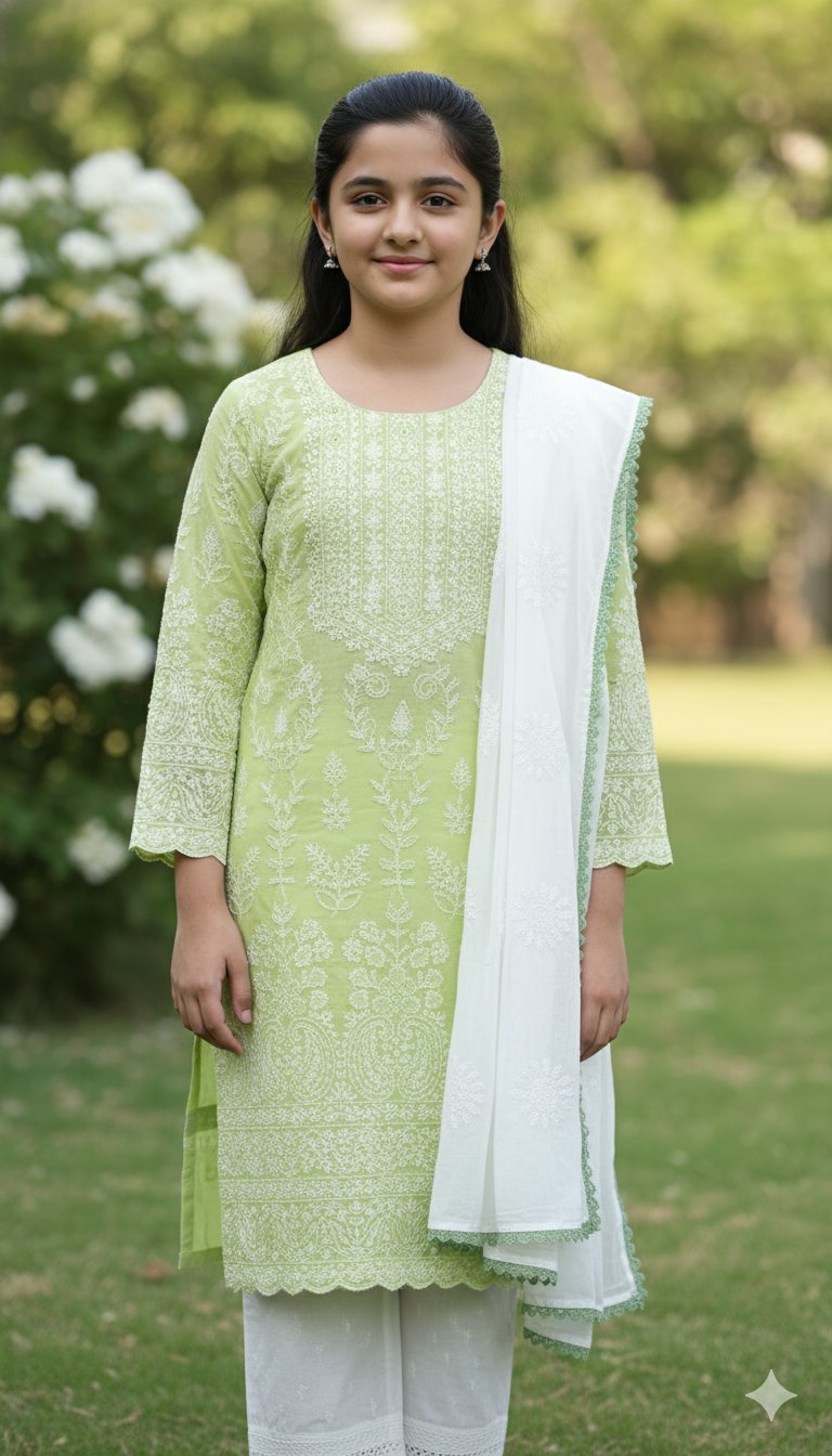 3 peice lawn cotton embroidery suite